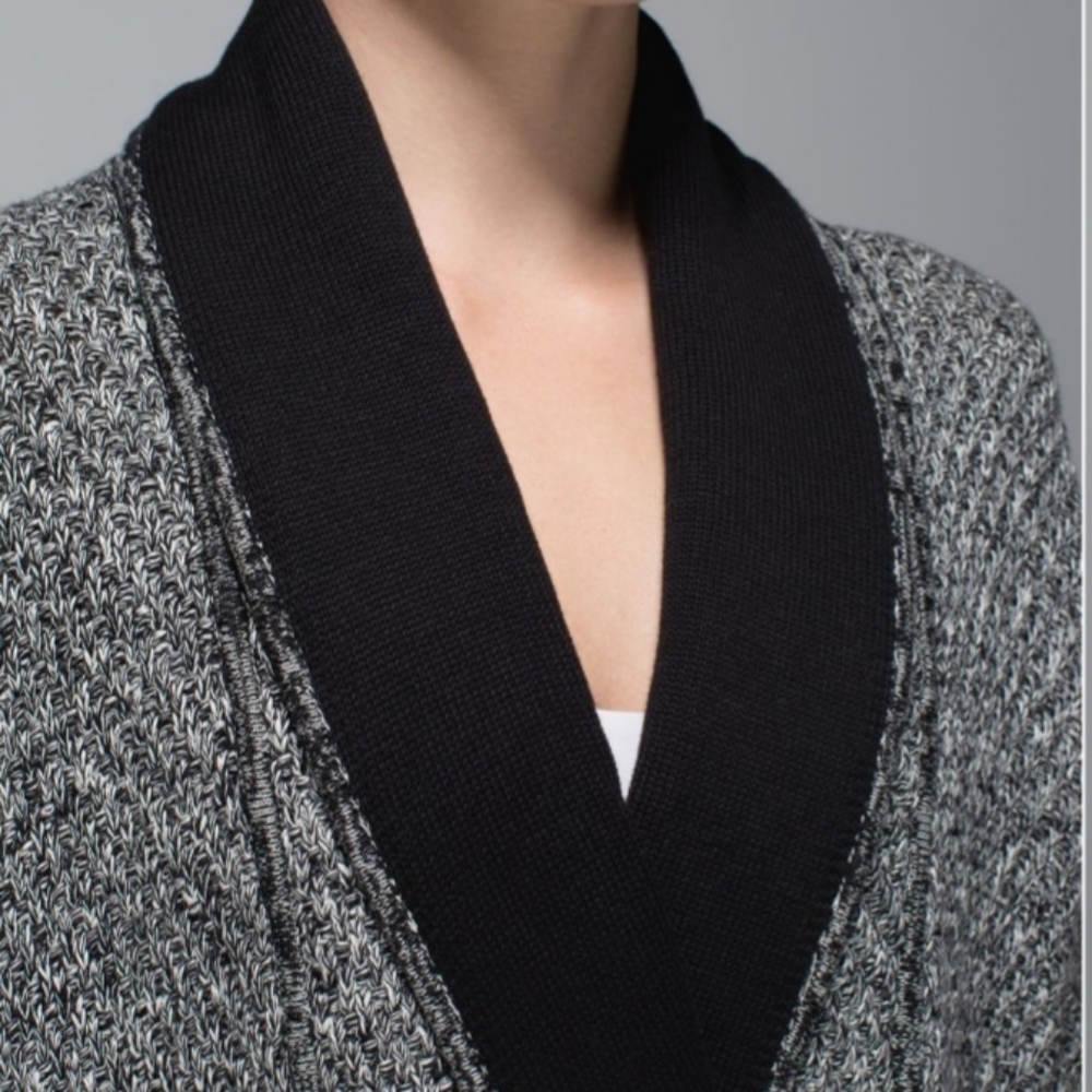 LULULEMON Post Practice Cardigan Ghost Black Knit - Picture 2 of 13